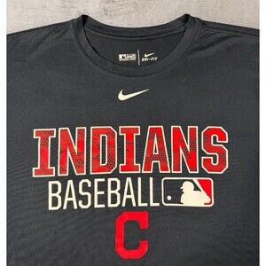 Nike Cleveland Indians Performance Shirt Men’s XL Blue Dri-Fit Center Swoosh MLB